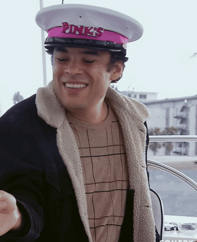 Man in Pink Hat Saying Pinks
