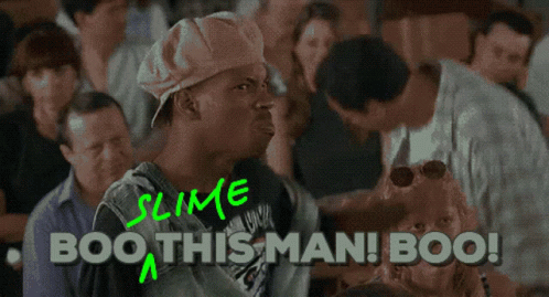 Man in Pink Hat Saying Slime Boo