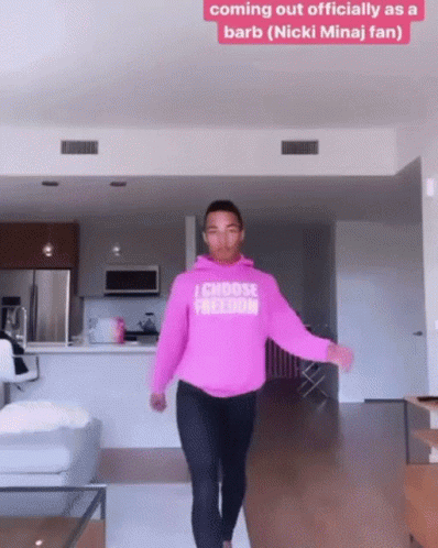 Man In Pink Hoodie Saying Choose Freedom Walking GIF