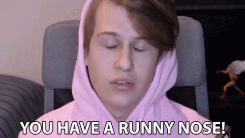 Man in Pink Hoodie Saying You Have a Runny Nose