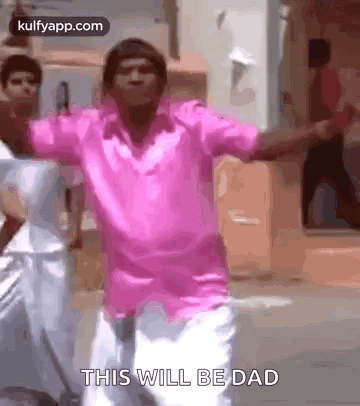 Man In Pink Shirt Dancing Saying This Will Be Dad GIF