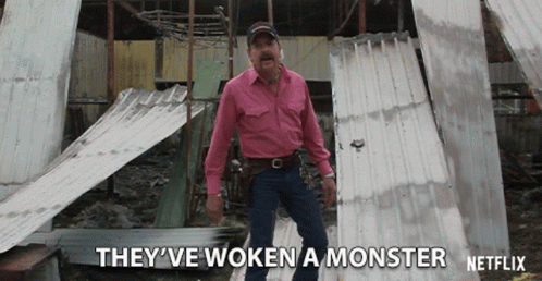 Man in Pink Shirt Says They've Woken a Monster Netflix