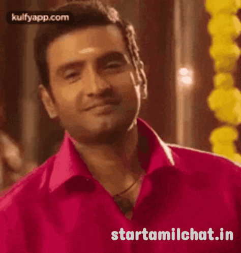 Man In Pink Shirt Smiling Starttamilchat.in GIF