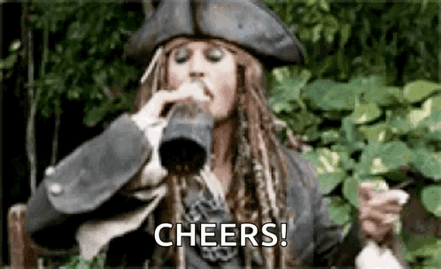 Man In Pirate Costume Drinking Cheers GIF