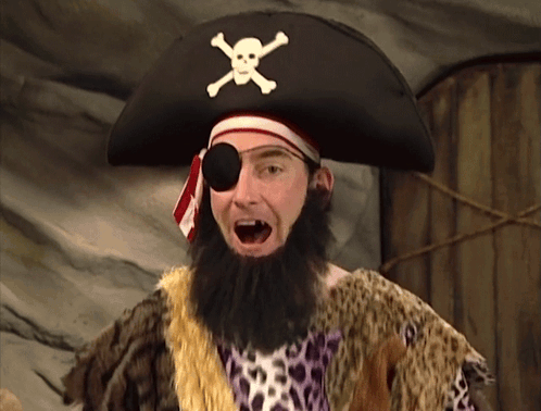 Man in Pirate Costume With Skull Hat