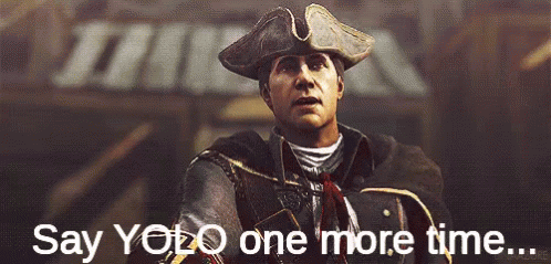 Man in Pirate Hat by Sign Saying Say Yobo One More Time