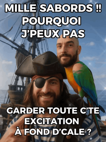 Man in Pirate Hat With Parrot on Head