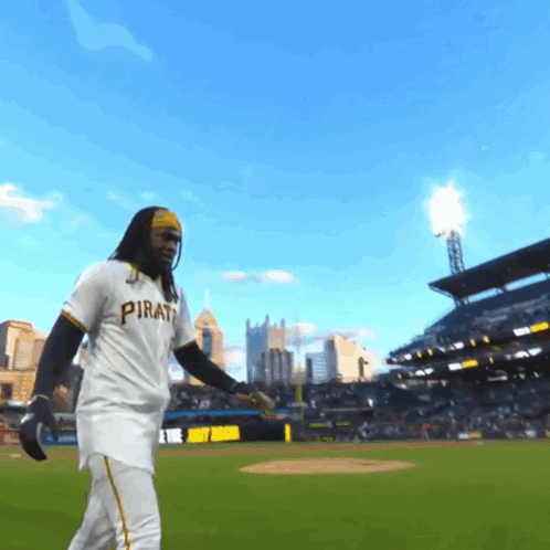 Man in Pirates Jersey Walking on Field