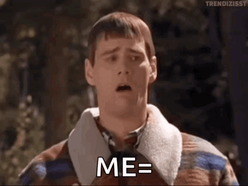 Man in Plaid Jacket Funny Face Saying Me =