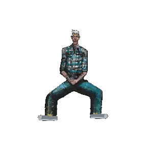 Man in Plaid Shirt and Jeans Squatting