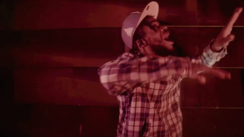 Man In Plaid Shirt And Purple Hat Dancing GIF