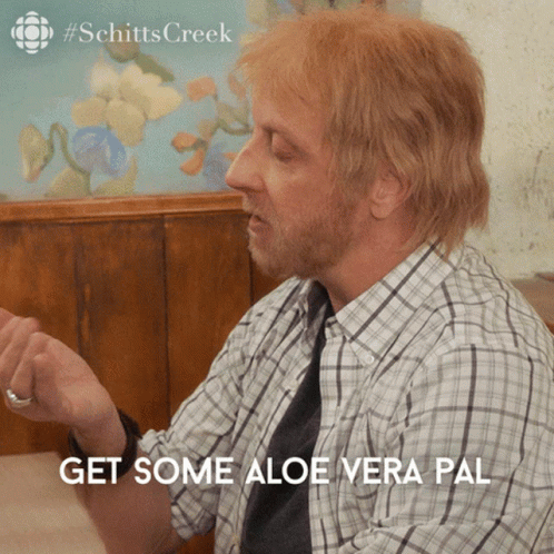 Man in Plaid Shirt and Tie Saying Get Aloe Vera Pal