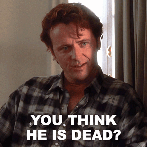 Man In Plaid Shirt Asks If He Is Dead GIF
