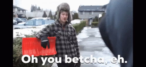 Man In Plaid Shirt Holding Red Box Oh You Betcha Eh GIF