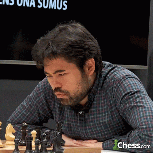 Man in Plaid Shirt Playing Chess