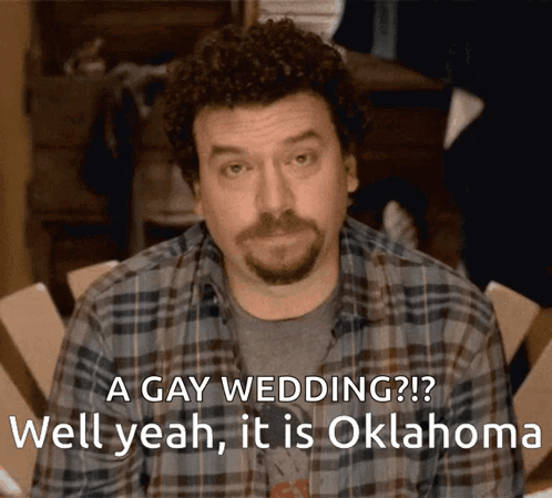 Man In Plaid Shirt Saying A Gay Wedding GIF