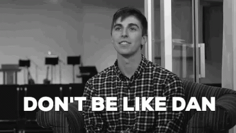 Man in Plaid Shirt Saying Don't Be Like Dan
