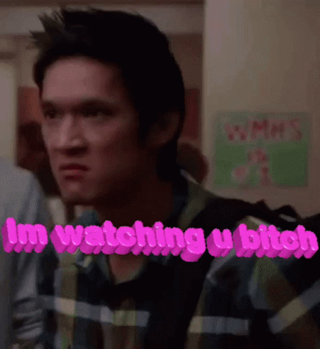 Man in Plaid Shirt Saying I'm Watching U Bitch