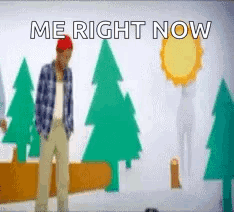 Man in Plaid Shirt Saying Me Right Now