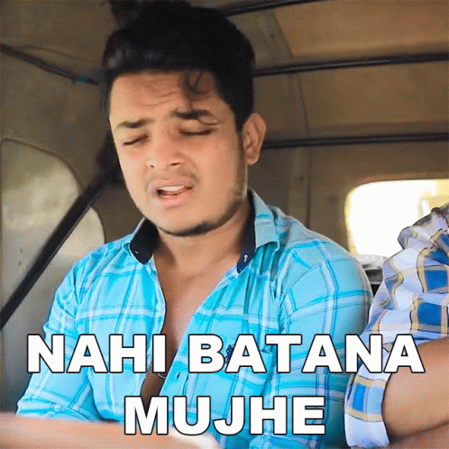 Man In Plaid Shirt Saying Nahi Batana Mujhe GIF