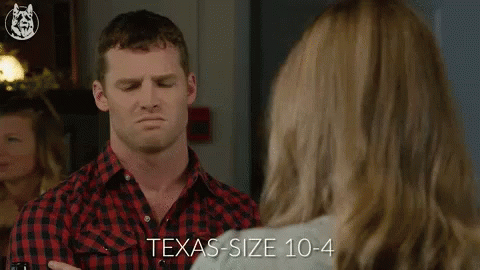 Man in Plaid Shirt Saying Texas Size 10-4