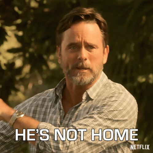 Man In Plaid Shirt Says He's Not Home Netflix Ad GIF