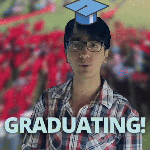 Man In Plaid Shirt With Graduation Cap GIF