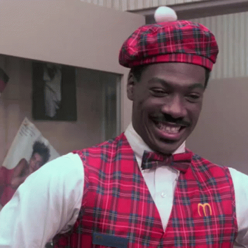Man in Plaid Vest and McDonald's Hat