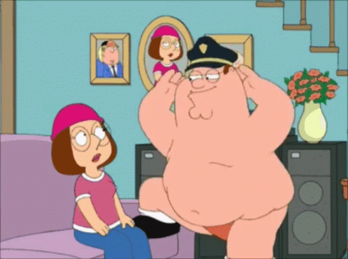 Man in Police Hat Next to Woman on Couch