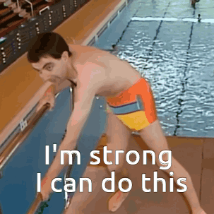 Man in Pool Saying I Can Do This