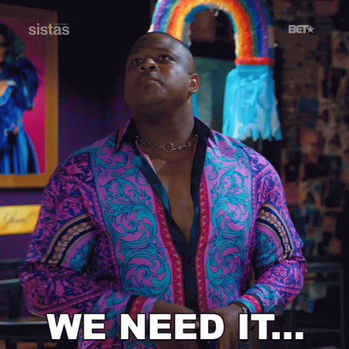 Man in Purple and Blue Shirt Saying We Need It