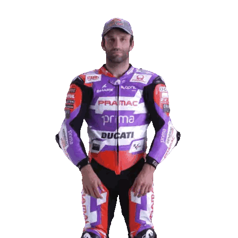 Man in Purple and Red Ducati Motorcycle Suit