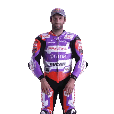 Man in Purple and Red Ducati Suit