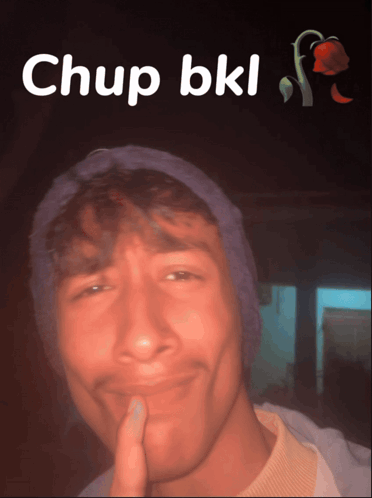 Man in Purple Beanie Making Funny Face With Chup Bkl