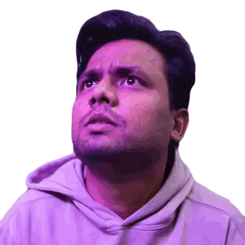 Man in Purple Hoodie Looking Up