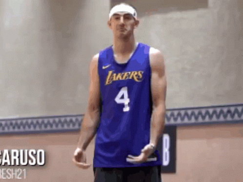 Man in Purple Lakers Jersey Number 4