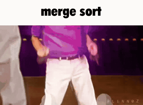 Man In Purple Shirt Dancing Merge Sort GIF
