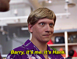 Man in Purple Shirt Saying Barry It's Me It's Hank
