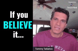 Man in Purple Shirt Saying If You Believe It