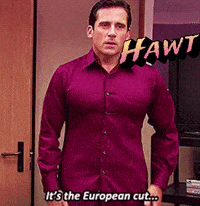 Man in Purple Shirt Says It's the European Cut