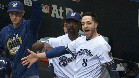 Man in Purple Shirt When You Find Out Brewers Traded for You #dolstearns