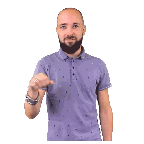 Man In Purple Shirt With Letters