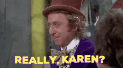 Man in Purple Suit and Top Hat Saying Really Karen