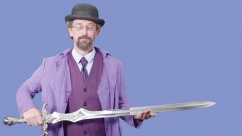 Man in Purple Suit Holding Sword Wu Tang Is Forever