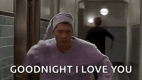 Man In Purple Sweater Running Saying Goodnight I Love You GIF