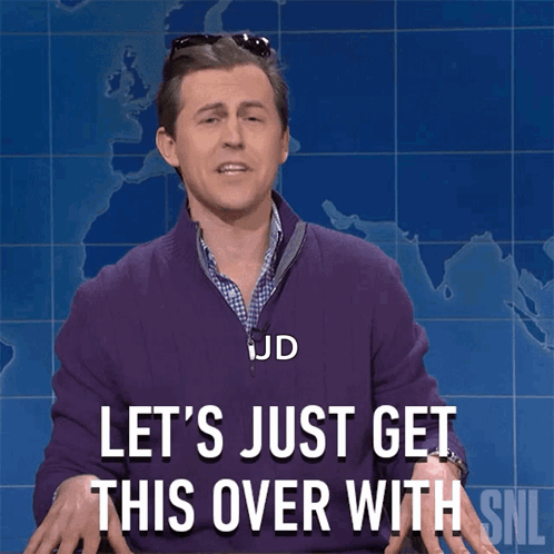 Man in Purple Sweater Saying Let's Just Get This Over With SNL