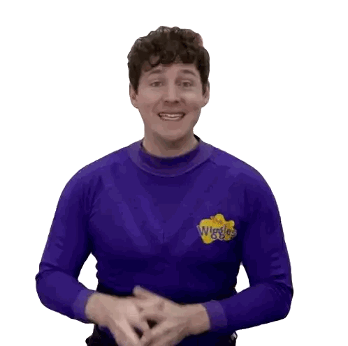Man in Purple Wiggles Shirt Clapping