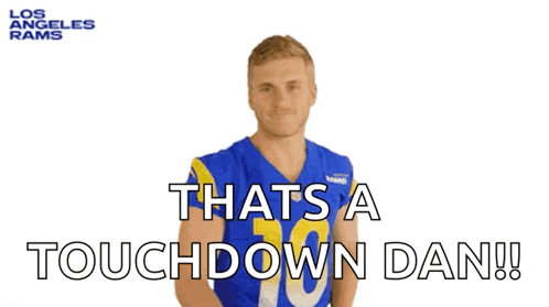 Man in Rams Jersey Saying That's a Touchdown Dan
