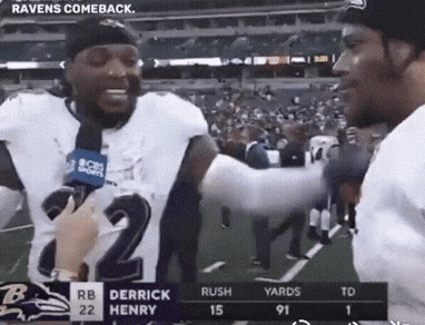 Man in Ravens Jersey Interviewed by Reporter