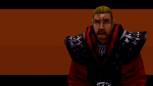 Man In Red And Black Outfit With Skull On Chest GIF